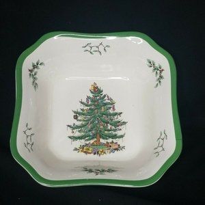 Rare Vintage Spode Christmas Tree Large Squared Se
